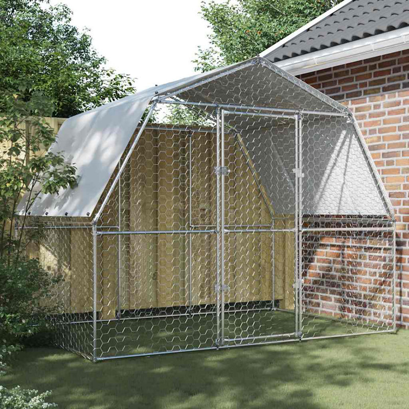 Grand poulailler en polyéthylène argenté PE, H 76,8 po x l 112,2 po x P 90,6 po