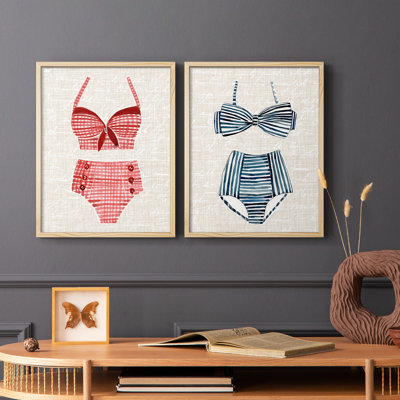 Vintage Swimming III-Premium Framed Print -Ready to Hang - No Nails Required - No Nails Required