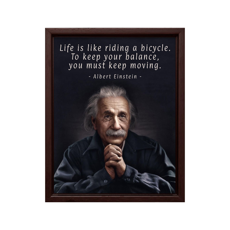 La vie est comme faire du vélo, Canvas, 11"H x 14"W, Brown Framed