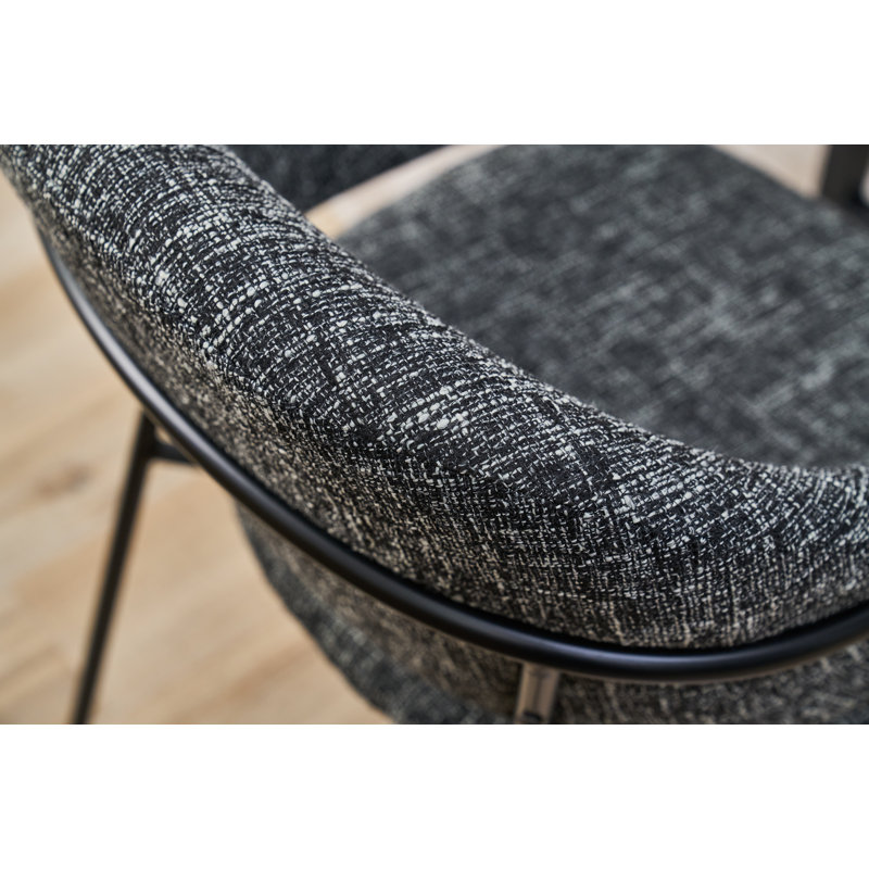Chaise de salle à manger rembourrée en velours Ponca, Noir, Noir