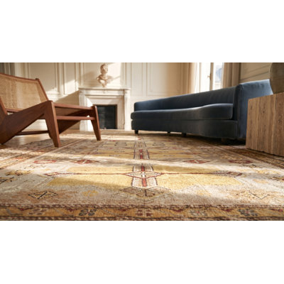 Tapis ivoire antique en laine Shirvan