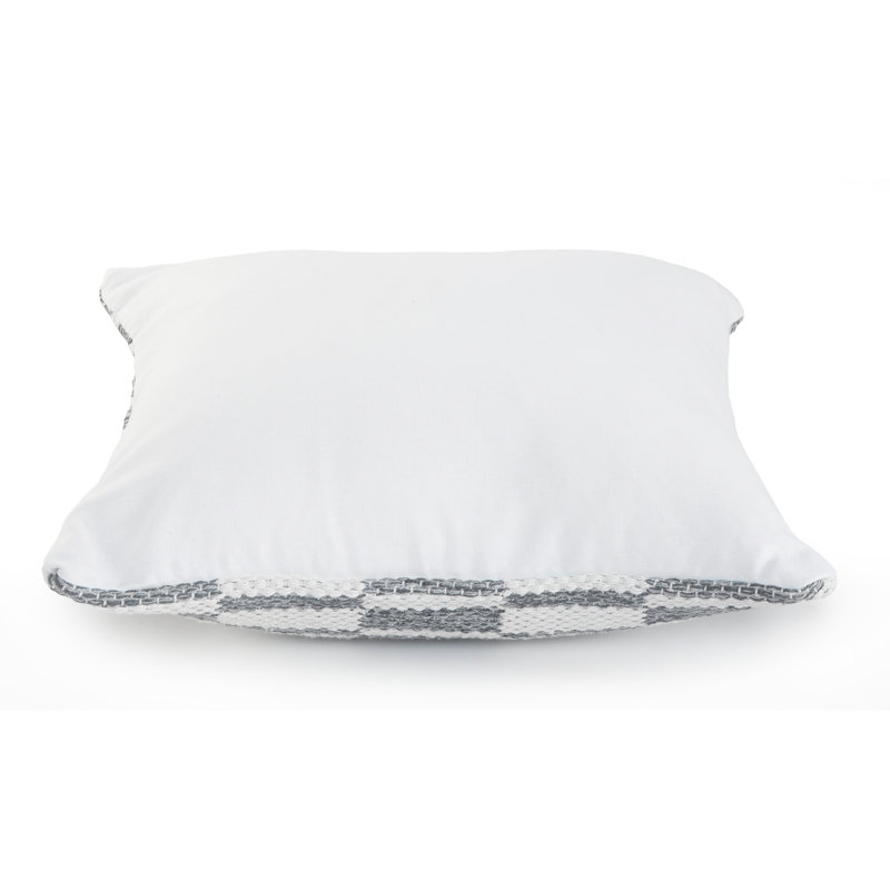 Emmy Geometric Gray and White Cotton Throw Pillow Set, 18 x 18 Inches
