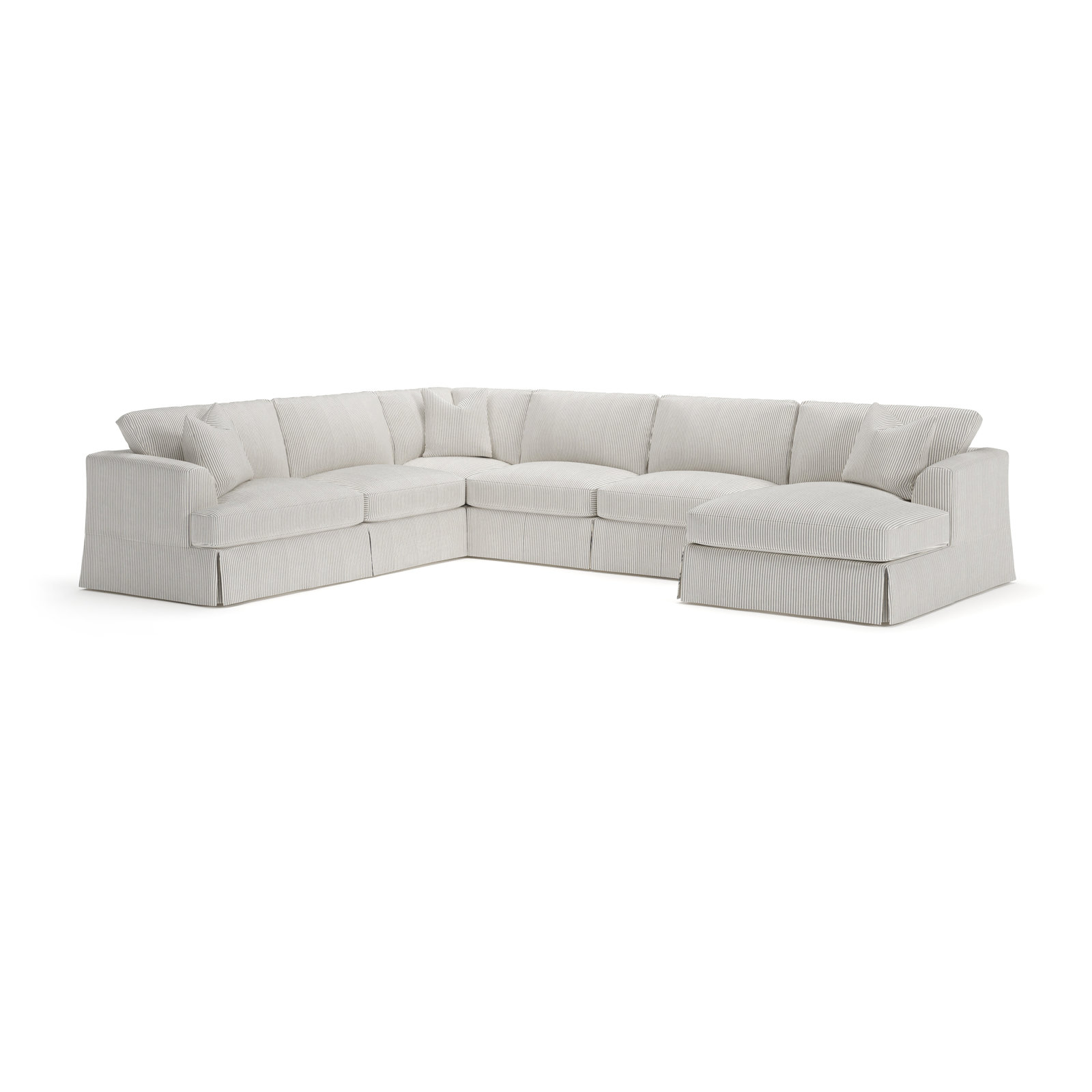 Lucia Upholstered Chaise U-Sectional, Right Hand Facing, Cruise Adrift Striped Basketweave
