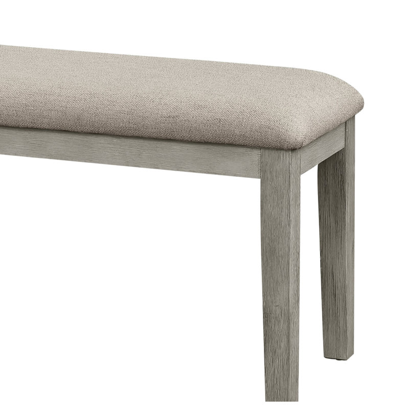 Gray Fabric Upholstered Bench With Wooden Frame For Dining Room Covered Finish, Beige/Gray Oak