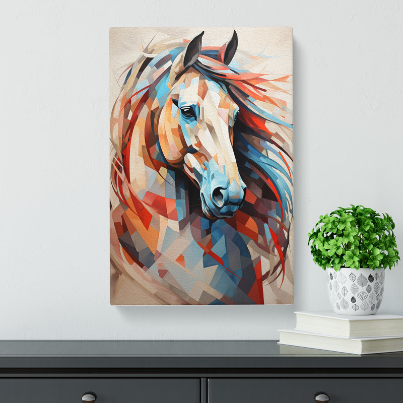 Horse Geometric - Wrapped Canvas, 60cm H x 40cm W x 3cm D