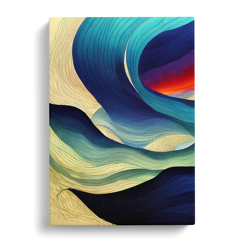 XC1022-1696X Contemporary Ocean Wave Art No.5 Abstract - Wrapped Canvas Print, 60cm H x 40cm W x 3cm D