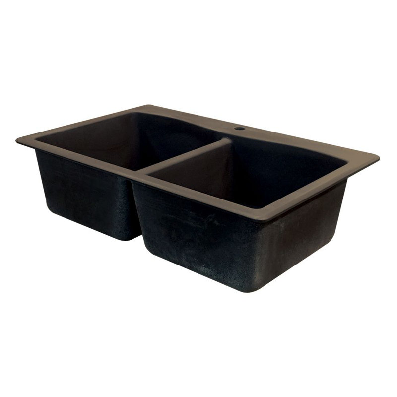 Aversa 33'' L Double Bowl Kitchen Sink, Espresso