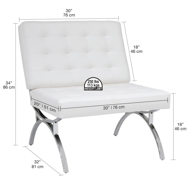 Alexuis Faux Leather Slipper Chair, White 