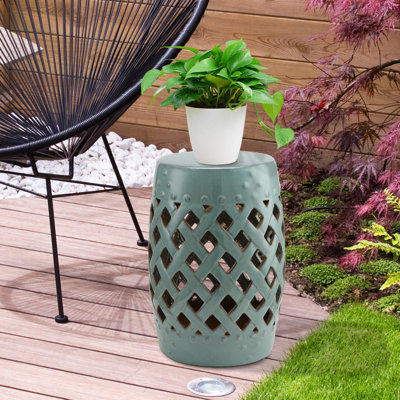Tabouret de jardin, table de bout décorative robuste, siège polyvalent et support à plantes pour patio, jardin, salon intérieur extérieur,