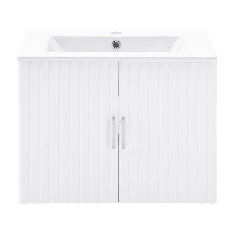 Meuble-lavabo simple mural 23,62 po avec lavabo blanc