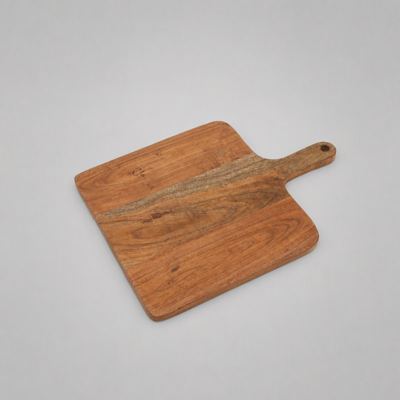Planche à découper en bois d'acacia avec poignée, planche de cuisine et de service polyvalente pour le pain, le fromage, les fruits et les légumes, planche à découper artisanale en bois, 30,5 x 2 x 40,5 cm