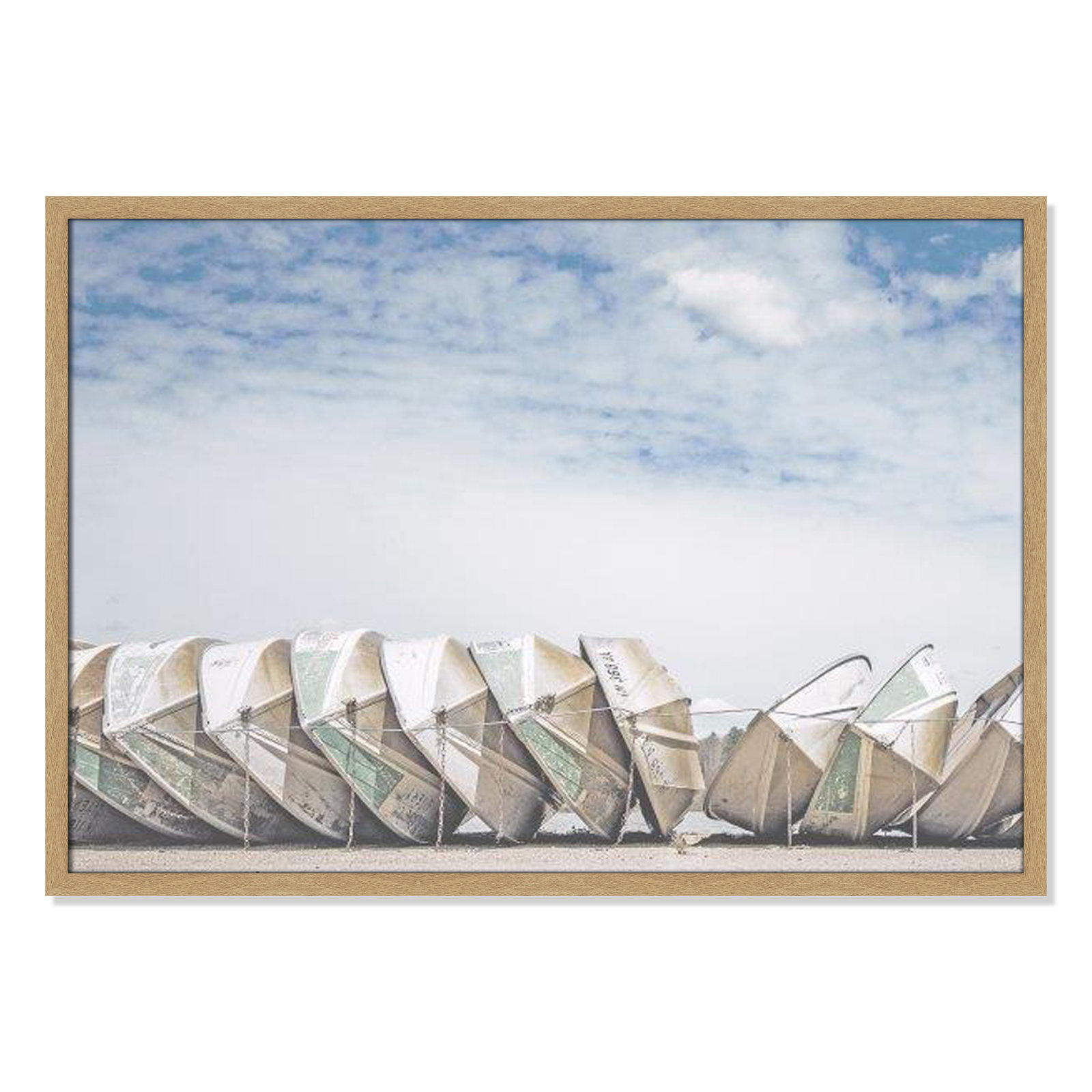 Hennecy "Wooden Boats" Print by Leah Straatsma, 25.5" H x 35.5" W x 1.25" D, Natural