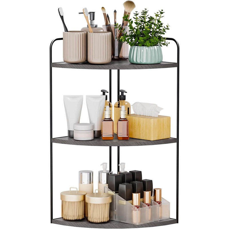Organisateur de comptoir de salle de bain, Noir / gris