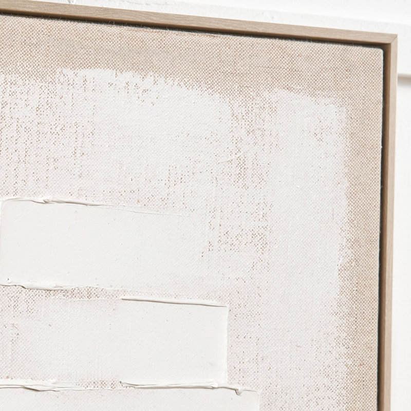 White And Natural Textured Canvas - Single Picture Frame Print on Canvas