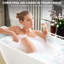 Baignoire autoportante de 59 po à surface solide, baignoire autoportante en résine d'ingénierie de luxe avec trop-plein et bonde escamotable pour salle de bain contemporaine, blanc mat