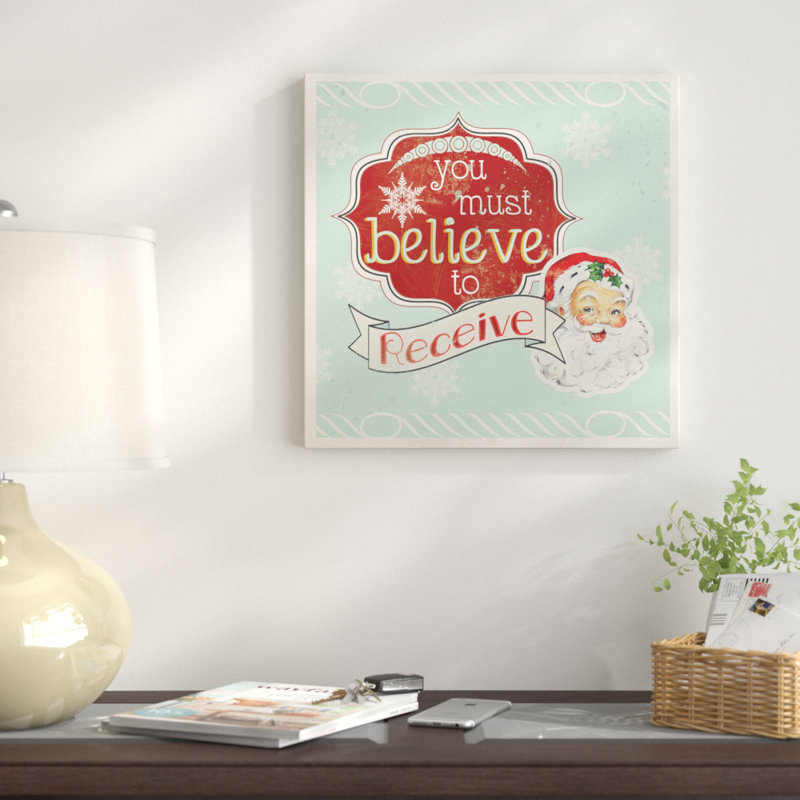 Retro Believe - impression d'art textuel, Toile tendue, H 24 po x l 24 po x P 1 po