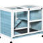 Lapin imperméable avec roues - bleu, cage en bois pour lapins nains, bureau compact et table d'appoint de taille imperméable, coffre-fort 1 ou 2