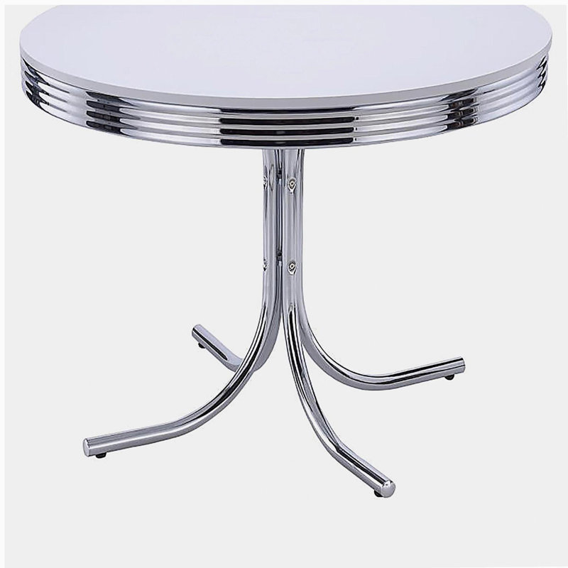 Table de salle à manger ronde blanche et chromée