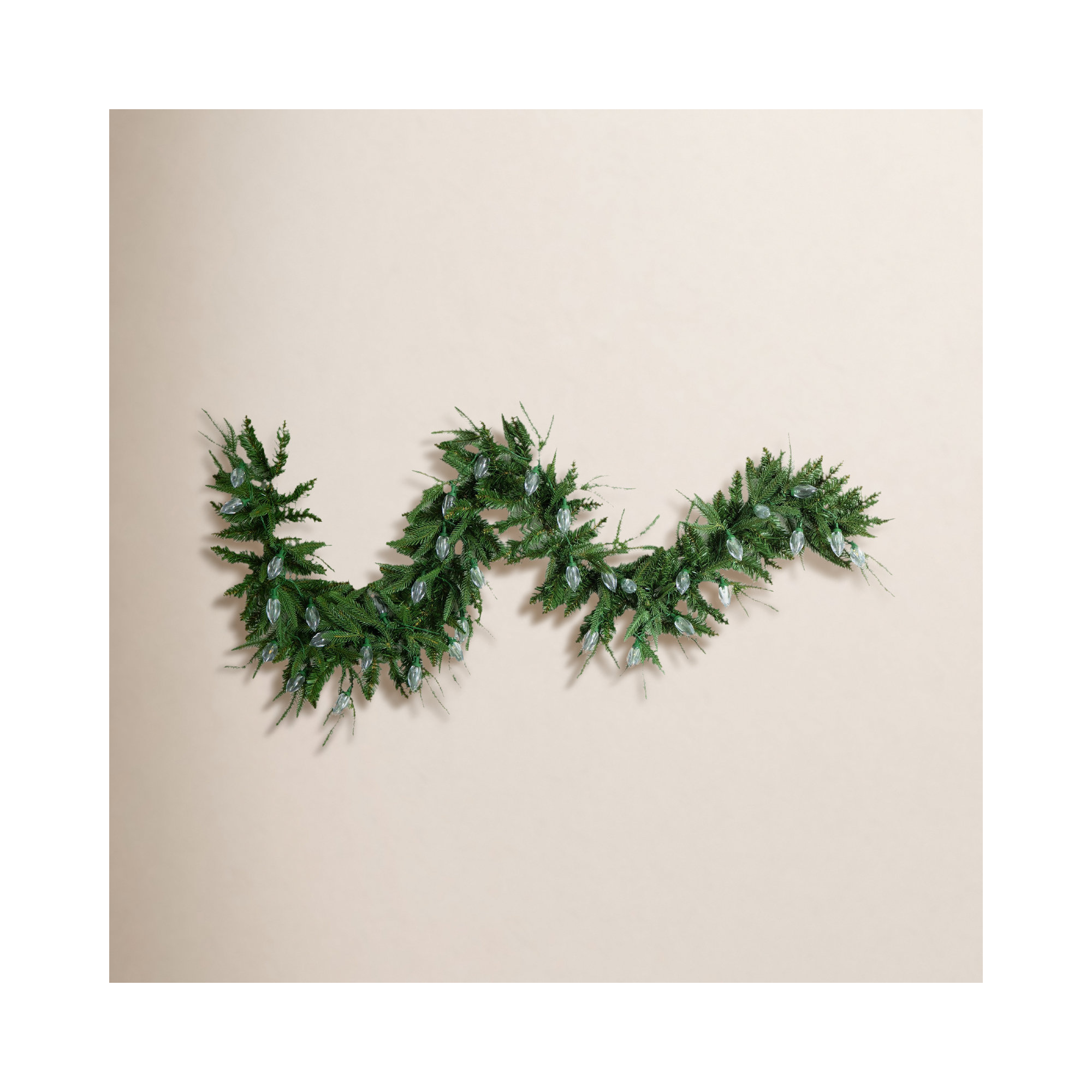 6Ft. Pre-Lit Artificial Luxembourg Pine Christmas Garland With 35 Multicolored Traditional Bulb LED Lights