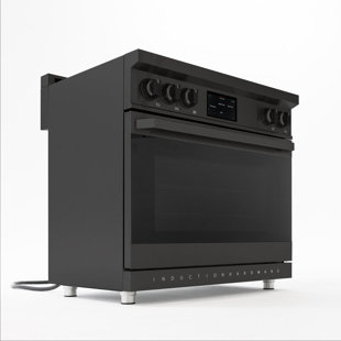 Professional 36 Inch Induction Range with Convection Oven & Air Fry, 5 Burner Electric Stove, Pizza Stone, Black Stainless Steel by Induction Hardware
