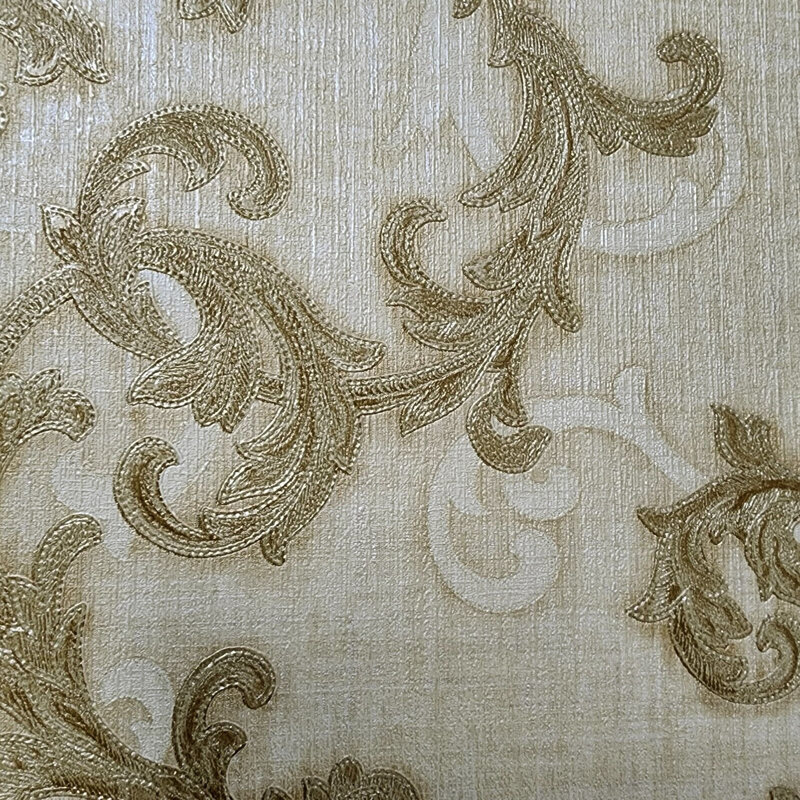 Versace Calligraphy Beige Brass Barocco Designer Textured Damask Wallpaper Rolls