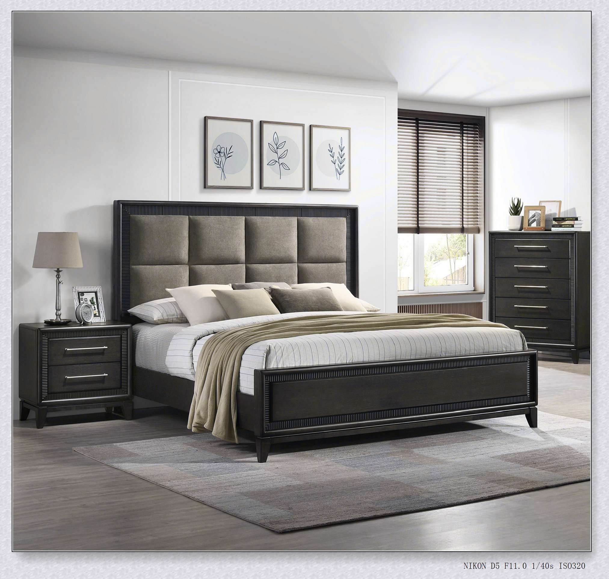 Everly Quinn 1Pc Contemporary Style Padded Headboard Brown Finish Solid ...