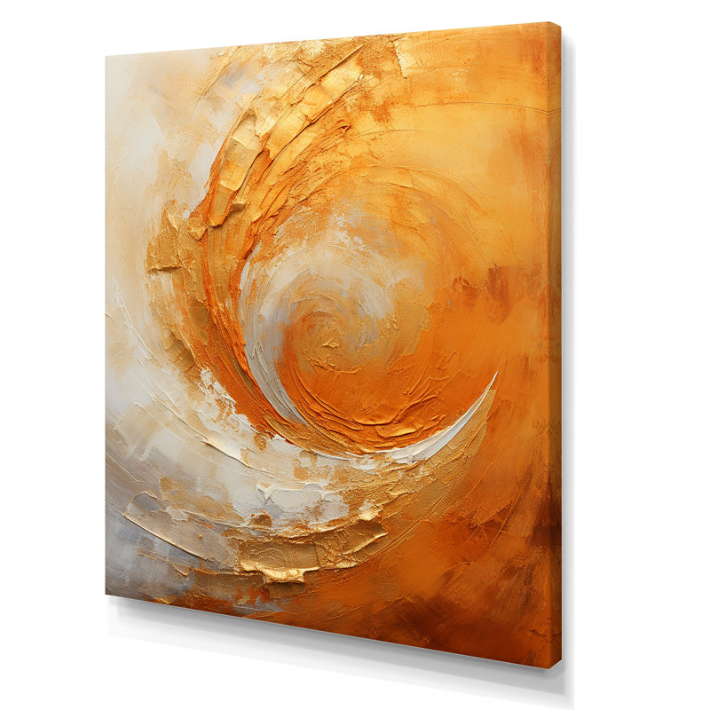 «Gold Orange Desert Mirage Spiral II - Abstract Spirals», art mural sur toile, Toile tendue, H 44 po x l 34 po x P 1,5 po