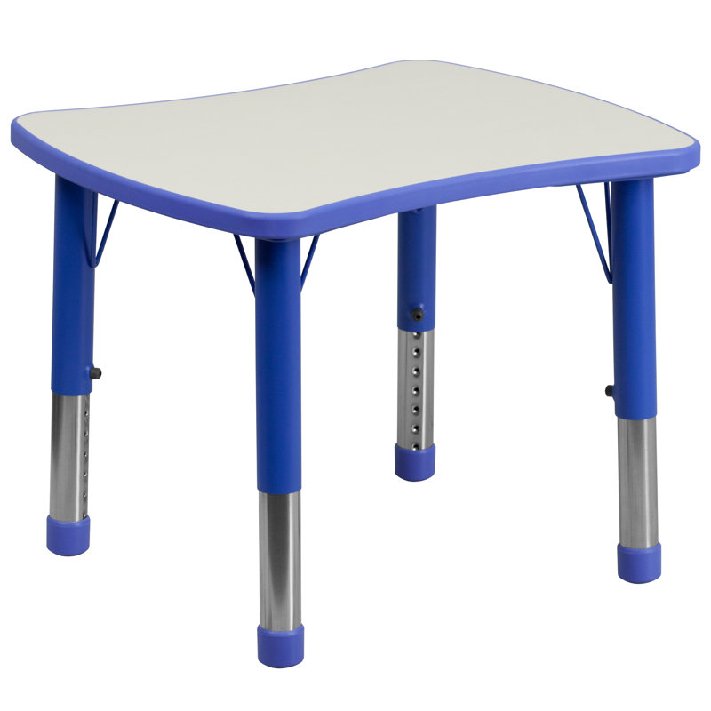Goddard Rectangle Plastic Adjustable Height Kids Activity Table, Blue