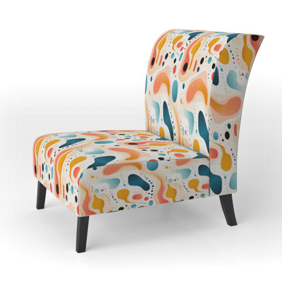 Soft Multicolor Abstract Neutrality Wave - Upholstered Contemporary Slipper Chair, Modern Abstract Accent Chair