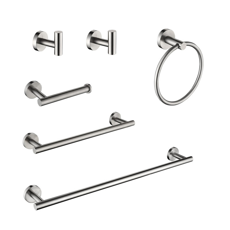 6 Piece Stainless Steel Bathroom Towel Rack Set Wall Mount, Brushed Nickel