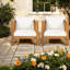 Chaises longues de patio modernes, ensemble 2 pièces pour patio en bois d'acacia