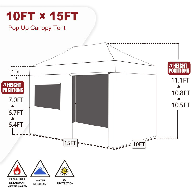 Amber-Lee 96'' W x 180'' D Steel Pop-Up Canopy, Sky Blue, 10ft x 15ft