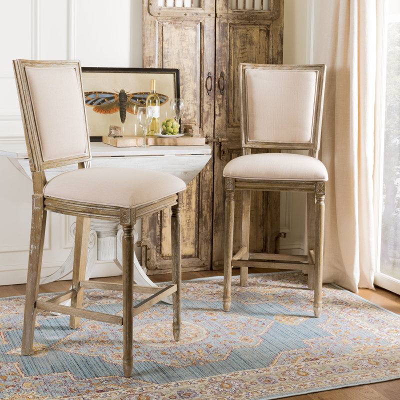 Counter & Bar Stool, Bar Stool (30" Seat Height), Beige/ Oak Frame