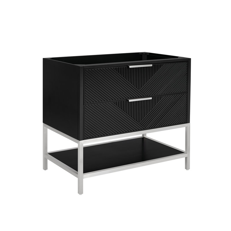 Diamond 36'' W Single Vanity, Charcoal Black, Brushed Nickel, Calacatta Quartz