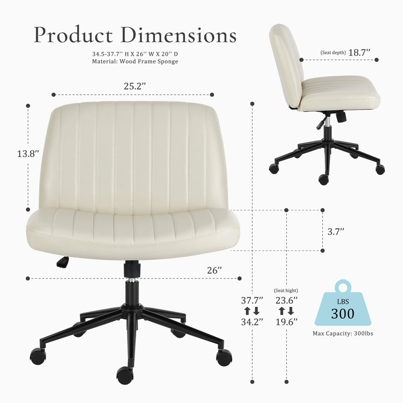 26" Wide Seat Criss-Cross Office Desk Chair With 2 Optional Base