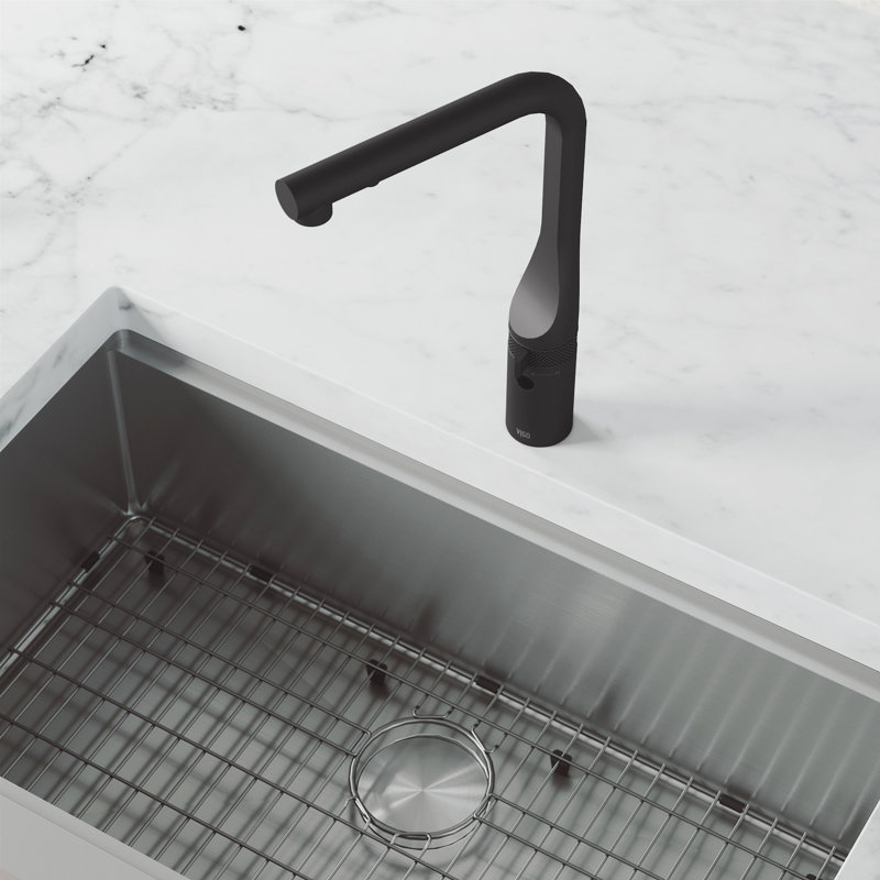 Jewel Touchless Sensor 15 in. Single Handle Pull-Out Kitchen Faucet, Matte Black