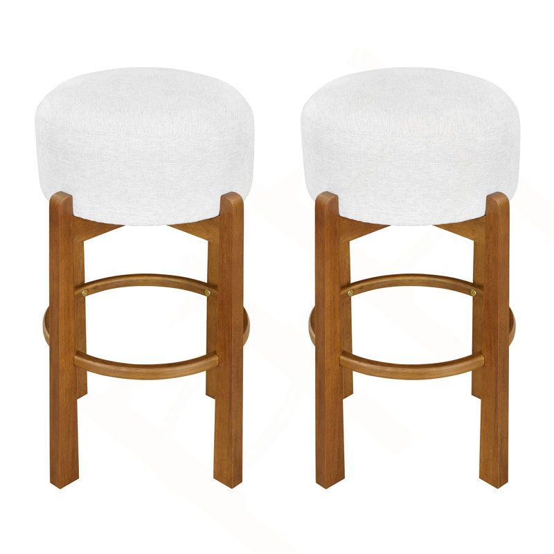 Tabouret de bar intérieur en bois rembourré, 2, Noyer