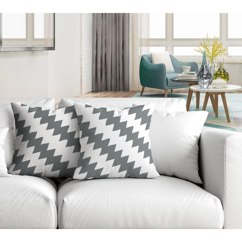 Coussin décoratif intérieur / extérieur, L 19 po x H 19 po, Gris