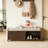 Shoe Bench With Storage And Cushion, Distressed Shutter Storage Bench With Retro Charm For Living Room, Entryway (Espresso)-1993464484
