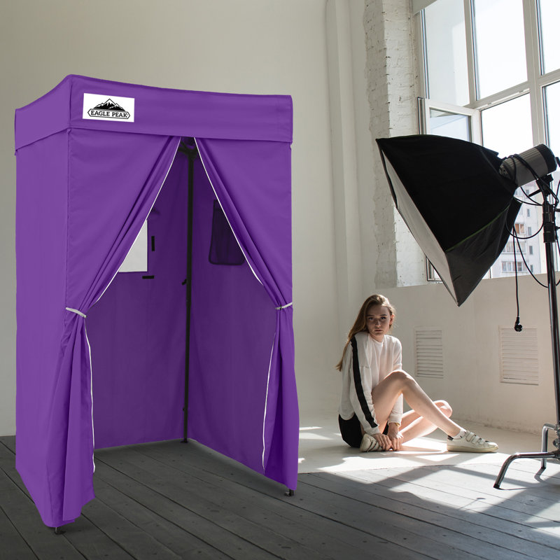 4" W x 4" D Steel Pop-Up Canopy Portable Privacy Dressing Room, Purple