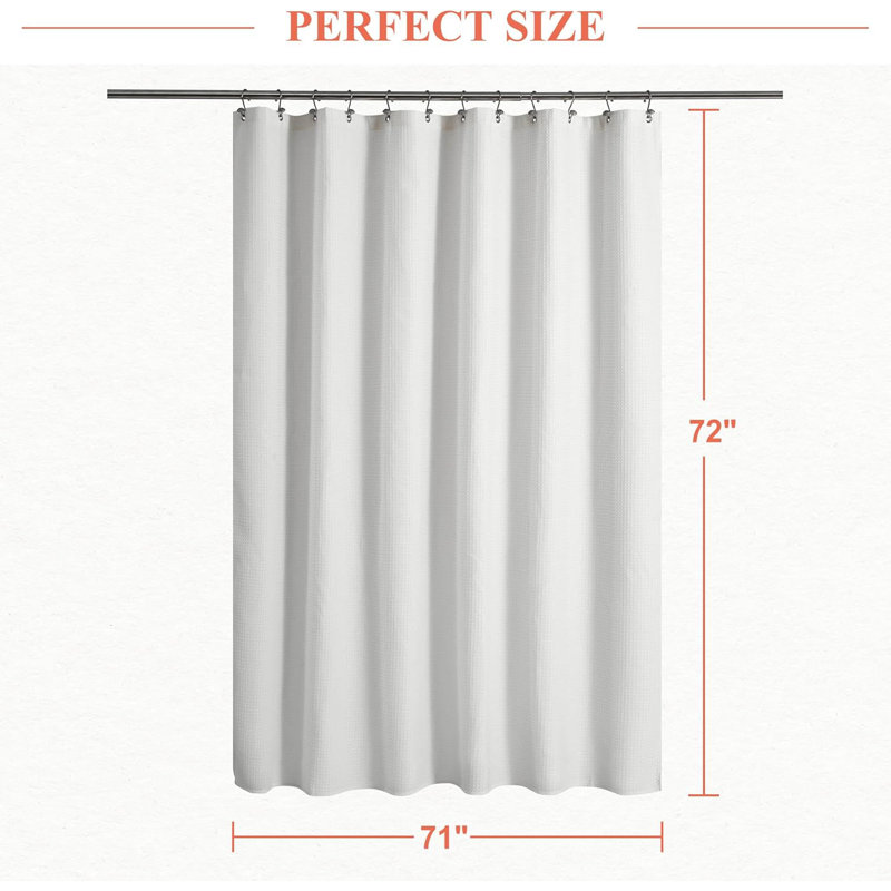 Rideau de douche Luxury Waffle Weave, H 72 po x l 71 po, Blanc