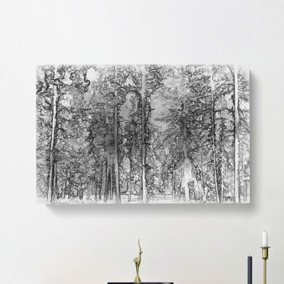 Montana Forest in Abstract - Wrapped Canvas Drawing - Wrapped Canvas