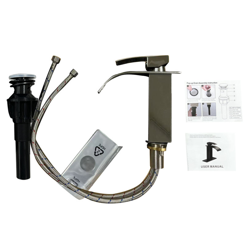 Robinet de salle de bain contemporain en acier inoxydable sans effort