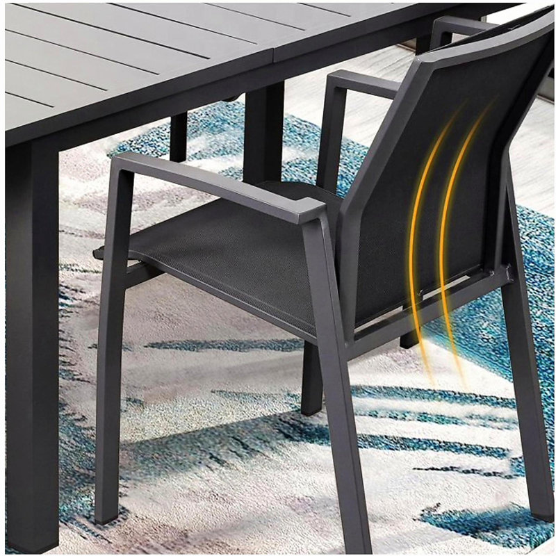 Ensemble de 4 chaises de patio en aluminium de 22,44 pouces de largeur, entièrement assemblées et empilables