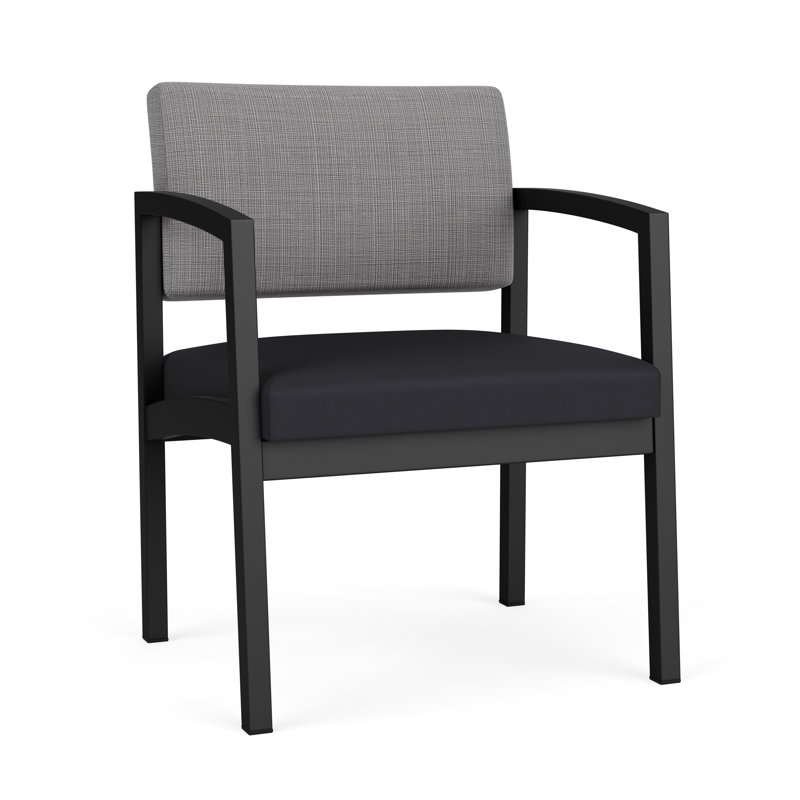 Chaise d'invité en acier Lenox, Noir, Chambray Grey/Patriot Plus Black