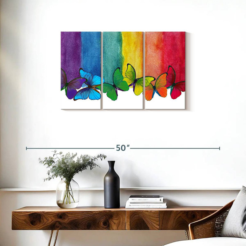 Bande colorée de papillons, H 20 po x l 33 po