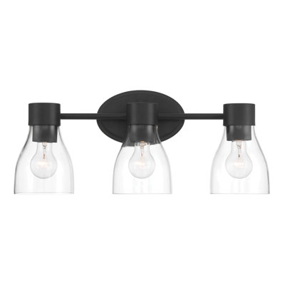 3-Light Brushed Brass Vanity Light with Clear Glass Shades