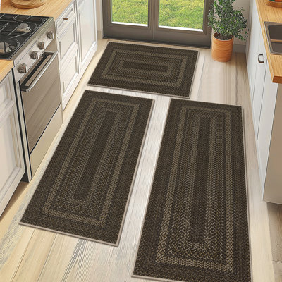 Machine Washable Kitchen Mat With Non-Slip Backing (Set Of 3)