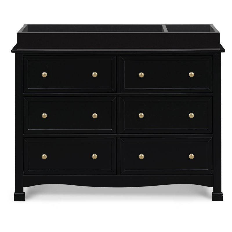 Ebony Horizontal Double Nursery Dresser with 6 Spacious Drawers