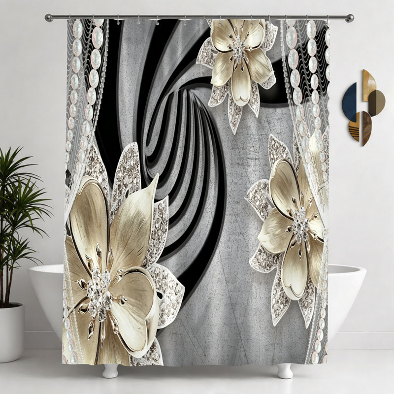 Shower Curtains with Hooks Included